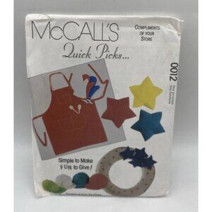 Mccalls Pattern 0012 Quick Picks 90s Apron Pet Bed Log Carrier Sachet Cap Uncut